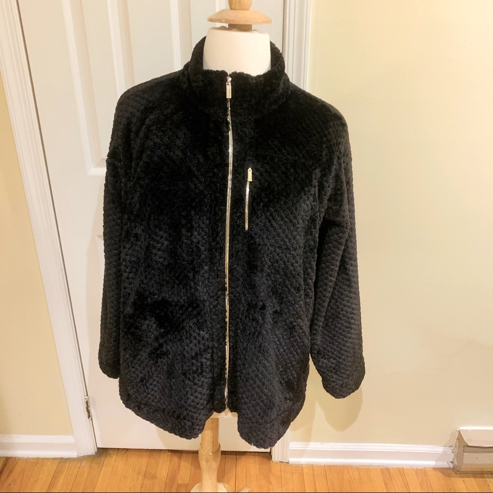 Price Drop NWOT Calvin Klein Faux Fur Black Jacket